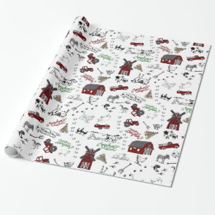 On the Farm Christmas Wrapping Paper
