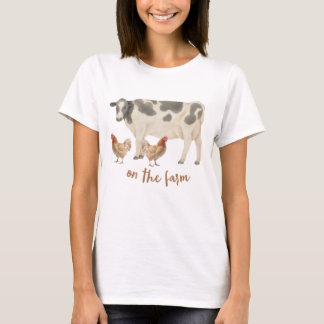 On The Farm Country Cow and Chickens T-Shirt