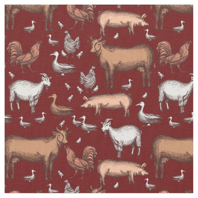 On the Farm Pattern Fabric (Close Up)