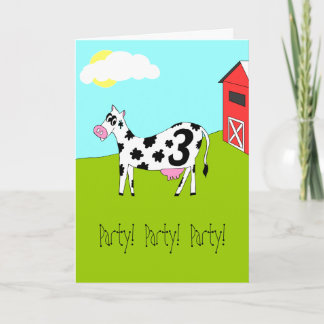 On the Farm - Third Birthday Party Invitation