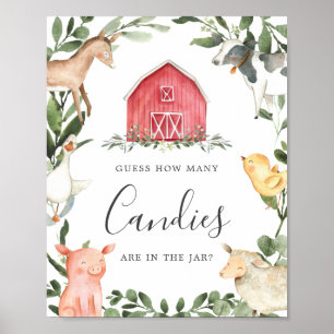 On The Farms Baby Shower Guess How Many Candies Poster