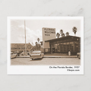 On the Florida Border, 1957 Postcard