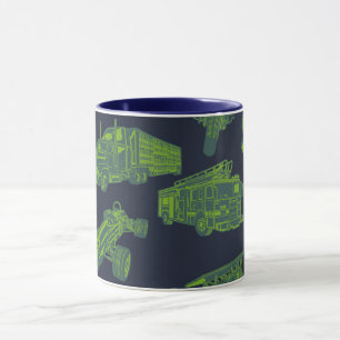 On the Go Blue & Green Moving Vehicles Cars Boys Mug
