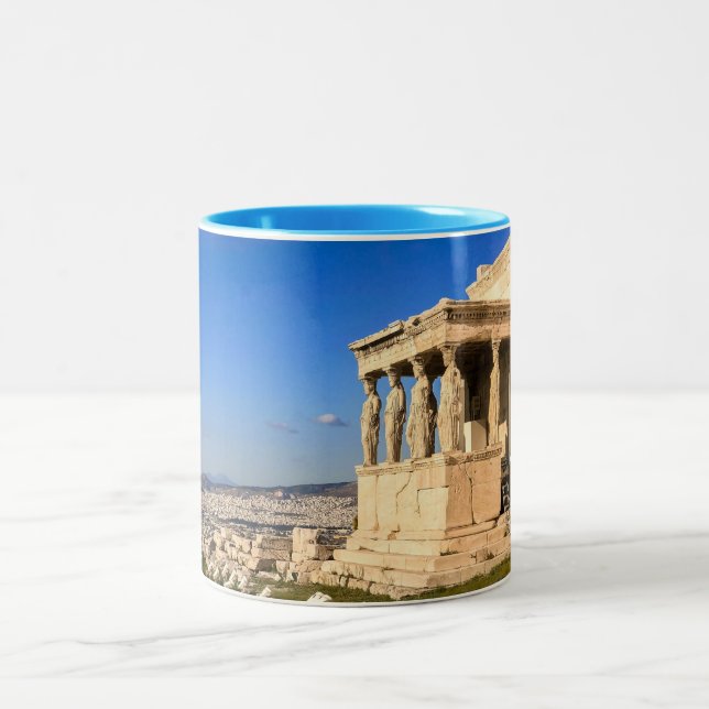 On the Greek Blue Horizon Two-Tone Coffee Mug (Center)