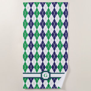 On the Green Argyle Beach Towel