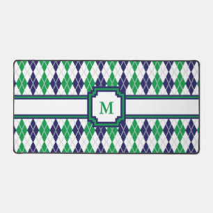 On the Green Argyle Desk Mat