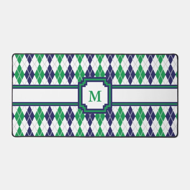 On the Green Argyle Desk Mat (Front)