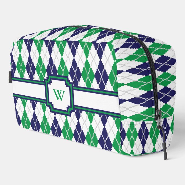 On the Green Argyle Dopp Kit (Right Corner)