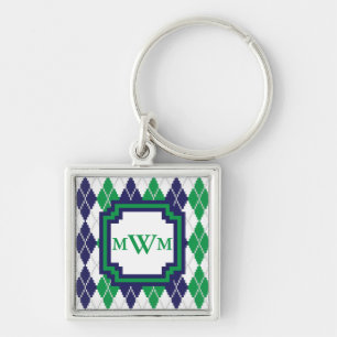 On the Green Argyle Keychain