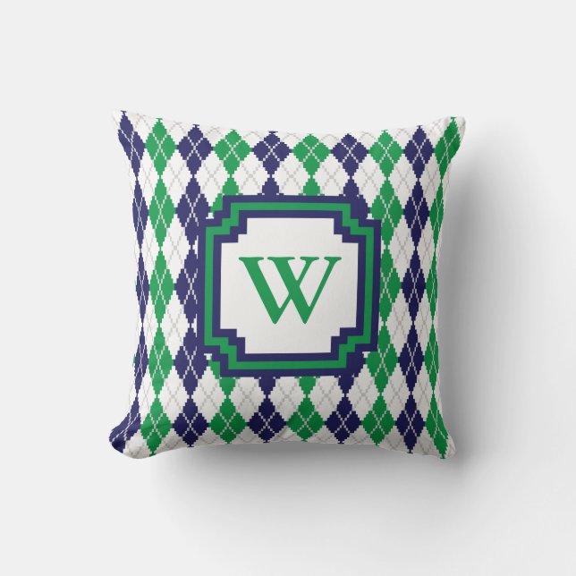 On the Green Argyle Pillow (Front)