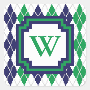 On the Green Argyle Sticker