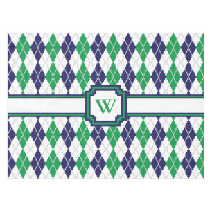 On the Green Argyle Tablecloth