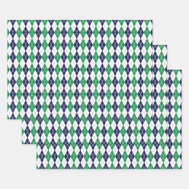 On the Green Argyle Wrapping Paper Set (Set)
