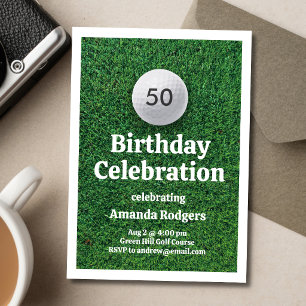 On the Green Golfing Birthday Party Invitation