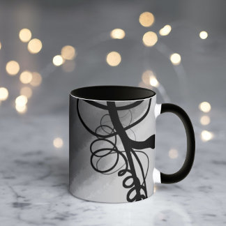 On the Grid: Abstract Black and Gray Mug