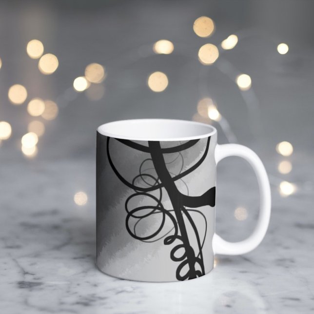 On the Grid: Abstract Grey, Black & White Coffee Mug (Creator Uploaded)
