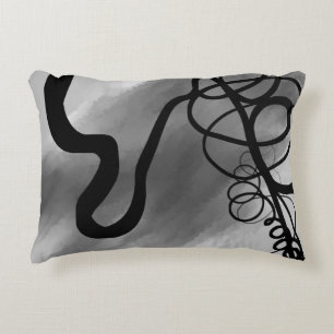On the Grid: Abstract Grey, Black & White Decorative Cushion