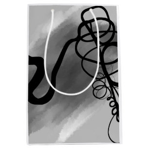 On the Grid: Abstract Grey, Black & White Medium Gift Bag