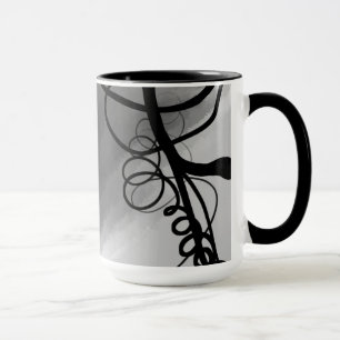 On the Grid: Abstract Grey, Black & White Mug
