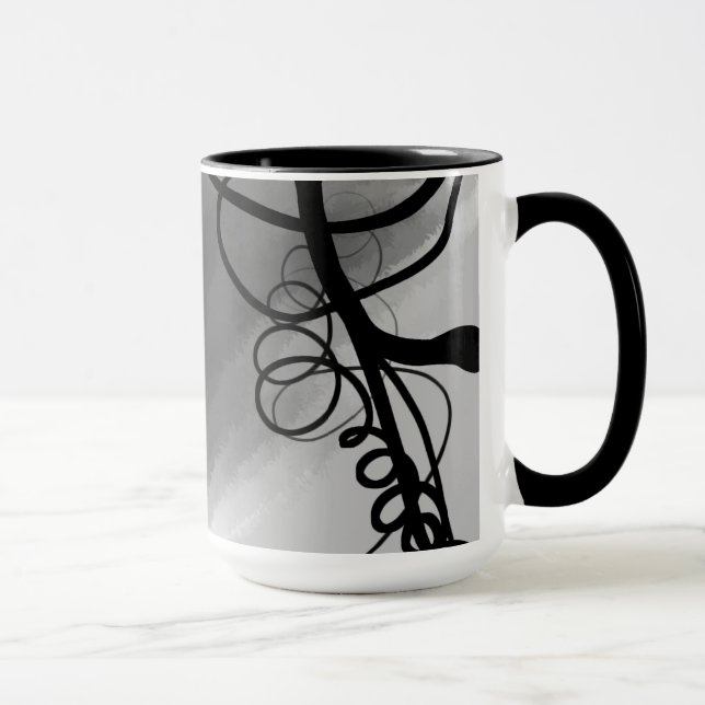 On the Grid: Abstract Grey, Black & White Mug (Right)