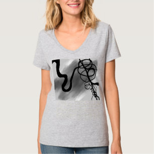 On the Grid: Abstract Grey, Black & White T-Shirt