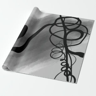 On the Grid: Abstract Grey, Black & White Wrapping Paper
