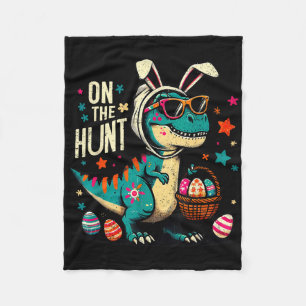 On The Hunt Dino Happy Easter Day T-rex Dinosaur Fleece Blanket
