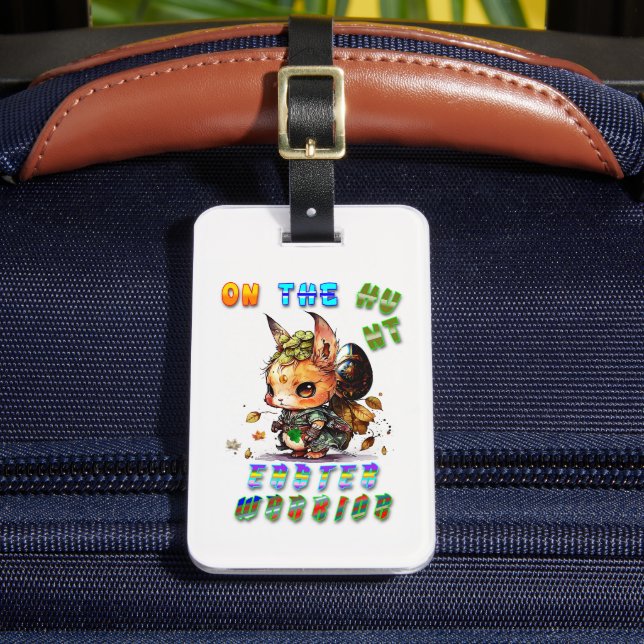 On The Hunt Easter Warrior Luggage Tag (Front Insitu 2)