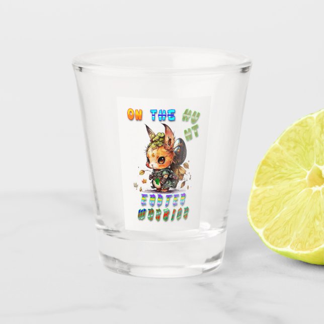 On The Hunt Easter Warrior Shot Glass (Front)