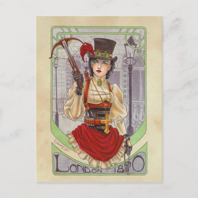 On the Hunt - London 1890 postcard (Front)