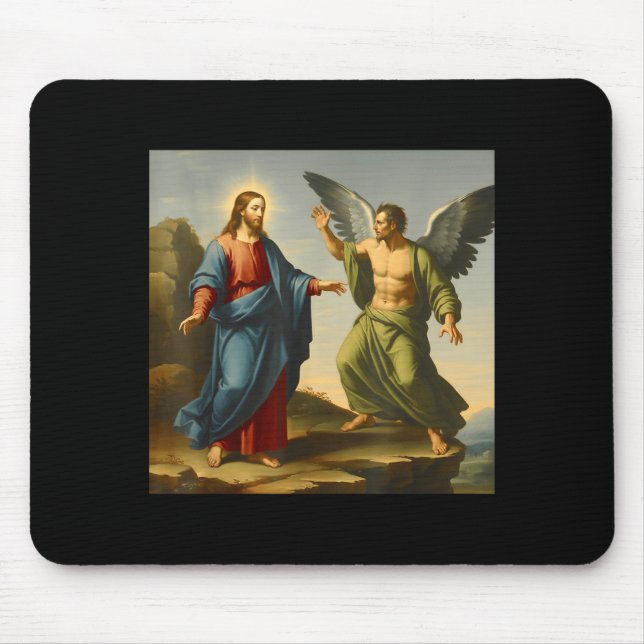 On The Jesus Satan Tempts Christ Mountain Mouse Mat (Front)