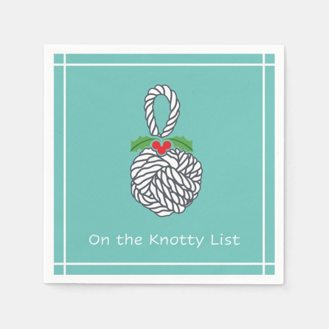 On the Knotty List Nautical Holiday Napkin Seafoam (Front)
