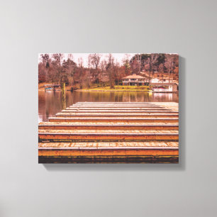 On The Lake Dock Perspective Canvas Print