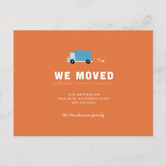 On the Move Moving Announcement Postcard (Front)