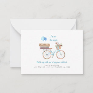 On The Move New Address Watercolor Bike Moving Card