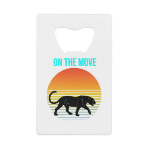 On the Move – Panther Walking Under a Retro Sunset