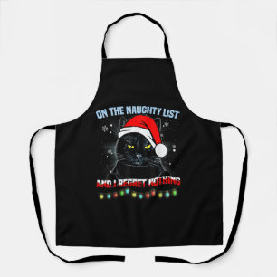On The Naughty List And I Regret Nothing Cat Chris Apron