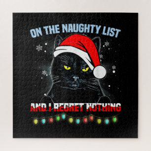 On The Naughty List And I Regret Nothing Cat Chris Jigsaw Puzzle