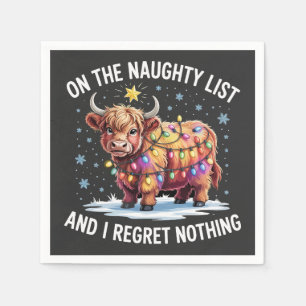 On the Naughty List and I Regret Nothing Cow Napkin