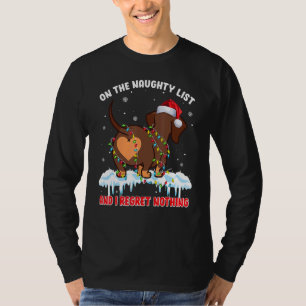 On The Naughty List And I Regret Nothing Dachshund T-Shirt