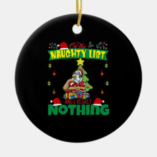 On The Naughty List And I Regret Nothing Santa Ceramic Tree Decoration