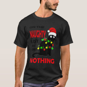 On The Naughty List Christmas Cat Xmas Light Men T-Shirt