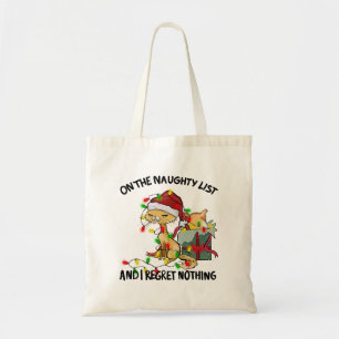 On the Naughty List, Funny Cat Tote Bag