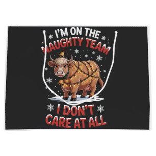 On the Naughty List, I Don't Care at All Cow Large Gift Bag