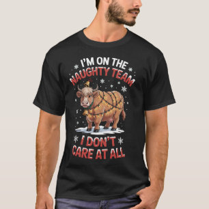 On the Naughty List, I Don't Care at All Cow T-Shirt
