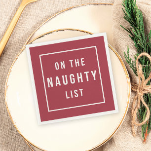 On the Naughty List Modern Red & White Holiday Napkin