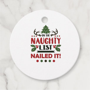 On The Naughty List Nailed It Funny Christmas Favour Tags