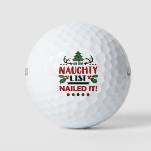 On The Naughty List Nailed It Funny Christmas Golf Balls