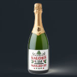On The Naughty List Nailed It Funny Christmas  Sparkling Wine Label<br><div class="desc">funny christmas quote,  santa naughty list,  nailed it humour,  christmas 2025 xmas,  santa claus joke,  elf humour,  naughty christmas outfit,  festive humour gift,  xmas naughty list,  christmas funny slogan</div>