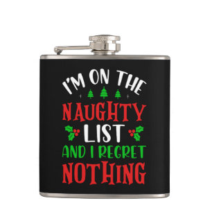 On the Naughty List Quote Hip Flask